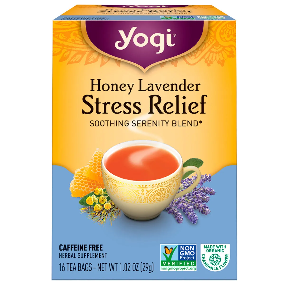 YOGI TEA - Honey Lavender Stress Relief Tea - 6 x 16 Tea Bags